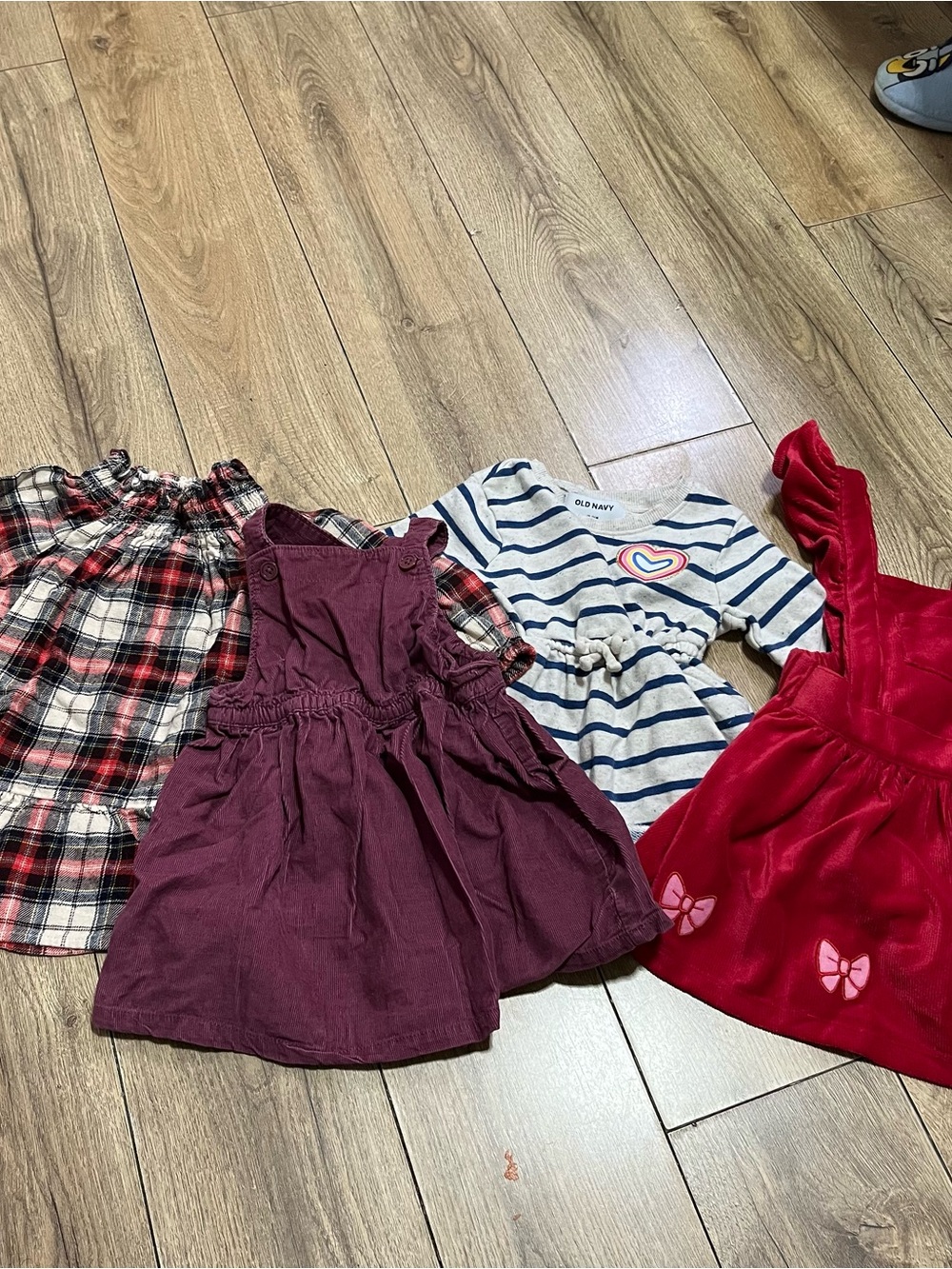 Old Navy Cream & Navy Striped Dress with Heart Patch